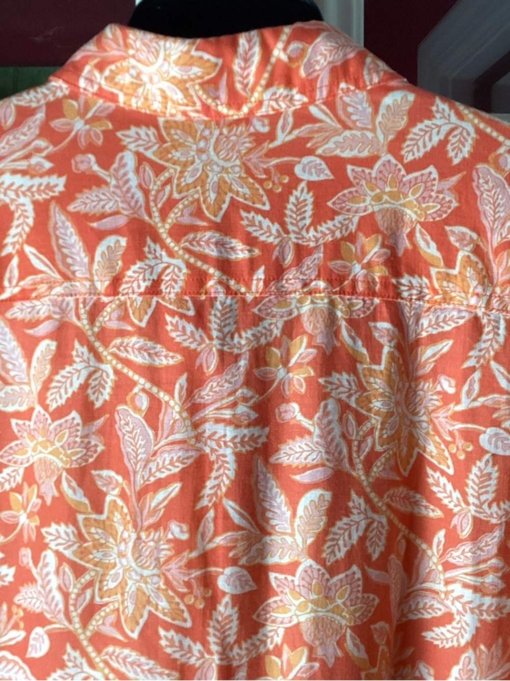 J. McLaughlin Coral Floral Button-Down Shirt Linen Cotton Blend - Picture 7 of 8